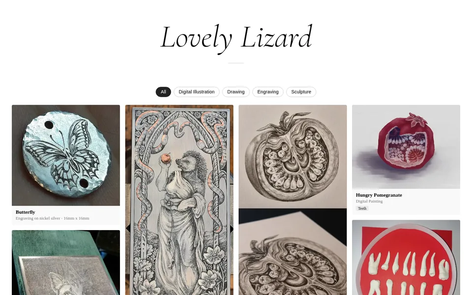 Startseite von lovelylizard.com